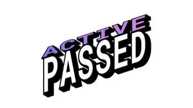 Isometric View 'da Active vs PASED, 3B Metin Canlandırması Karşıt Kelime Hareketi Döngüsü ve Kalın Tipografi Efektleri