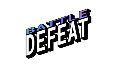 Isometric View 'da BATTLE vs mağlubiyet, 3B Metin Canlandırması Karşıt Kelime Hareketi Döngüsü ve Kalın Tipografi Efektleri