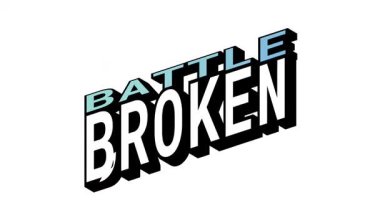 Isometric View 'da BATTLE vs BroKEN, 3B Metin Animasyonu ve Kalın Tipografi Efektleri ile Karşıt Kelime Hareketi Döngüsü