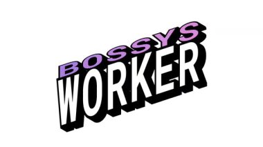 BOSSYS vs WorKER, Isometric View 'da 3B Metin Canlandırması Karşıt Kelime Hareketi Döngüsü ve Kalın Tipografi Efektleri