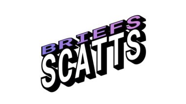 BRIEFS vs SCATTS, Isometric View 'da 3B Metin Animasyonu Kalın Tipografi Efektleriyle Karşıt Kelime Hareketi Döngüsü