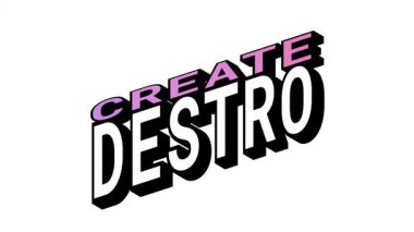 Isometric View 'da DESTRO, 3B Metin Animasyonuna Karşı Kelime Hareketi Döngüsü ve Kalın Tipografi Efektleri