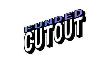 Isometric View 'da CUTOut' a karşı FUNDED, CUTOut 'a karşı 3B Metin Animasyonu Kalın Tipografi Efektleriyle Karşıt Kelime Hareketi Döngüsü