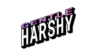 GENTLE vs HARSHY, Isometric View 'da 3B Metin Animasyonu Kalın Tipografi Efektleriyle Karşıt Kelime Hareketi Döngüsü