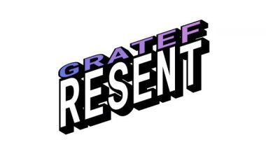 GRATEF vs RESENT, Isometric View 'da 3B Metin Canlandırması ve Kalın Tipografi Efektleriyle Karşıt Kelime Hareketi Döngüsü