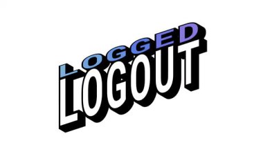 LOGED vs LOGout, Isometric View 'da 3B Metin Animasyonu ve Kalın Tipografi Efektleriyle Karşıt Kelime Hareketi Döngüsü