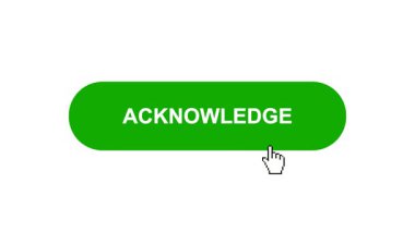 Beyaz Arkaplanda Yeşil ACKNOWLEDGE Tuş Canlandırması Tıkla ve Yükleme Çubuğuna Dönüştür Sonra Tik İşareti Tamamlama Çemberi