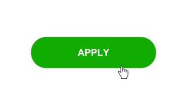 Beyaz Arkaplanda Yeşil APPLY Düğme Canlandırması Tıkla ve Yükleme Çubuğuna Dönüştür Sonra İşaretle Tamamlama Çemberi