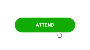 Beyaz Arkaplanda Yeşil ATTEND Tuş Canlandırması Tıkla ve Yükleme Çubuğuna Dönüştür Sonra Tik İşareti Tamamlama Çemberi