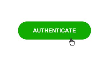 Beyaz Arkaplan Animasyonunda Yeşil AYUTHENTICATE Tuş Animasyonu Tıkla ve Yükleme Çubuğuna Döndür Sonra Tik İşareti Tamamlama Çemberi