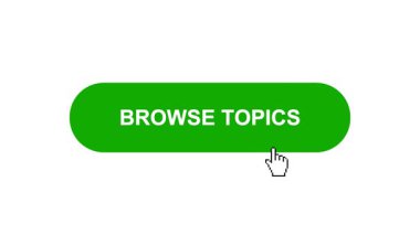 Beyaz Arkaplan Animasyonunda Yeşil BrowSE TOPICS Tuşu Tıklayıp Yükleme Çubuğuna Dönüyor