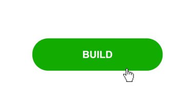 Beyaz Arkaplanda Yeşil İnşa Tuşu Canlandırması Tıkla ve Yükleme Çubuğuna Dönüştür Sonra İşaretle Tamamlama Çemberi