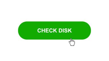 Beyaz Arkaplanda DISK Düğme Canlandırması Tıkla ve Yükleme Çubuğuna Dönüştür Sonra İşaret Tamamlama Çemberi