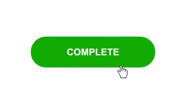 Beyaz Arkaplanda Yeşil Tamamlama Tuşu Canlandırması Tıkla ve Yükleme Çubuğuna Dönüştür Sonra Tik İşaretli Tamamlama Çemberi