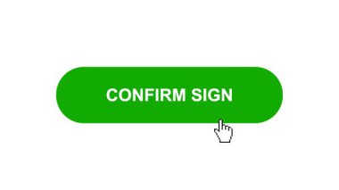Beyaz Arkaplanda Yeşil ConFIRM İşaret Canlandırması Tıkla ve Yükleme Çubuğuna Dönüştür Sonra İşaret Tamamlama Çemberi