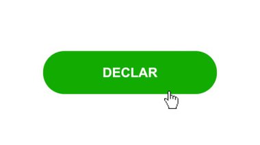 Beyaz Arkaplan Animasyonunda Yeşil DECLAR Tuşu Tıklama ve Yükleme Çubuğuna Döner Sonra Tik İşareti Tamamlama Çemberi