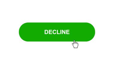 Beyaz Arkaplanda Yeşil DECLINE Tuş Canlandırması Tıkla ve Yükleme Çubuğuna Dönüştür Sonra Tik İşareti Tamamlama Çemberi