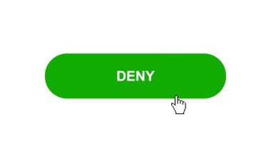 Beyaz Arkaplanda Yeşil DENY Düğme Canlandırması Tıkla ve Yükleme Çubuğuna Dönüştür Sonra İşaret Tamamlama Çemberi