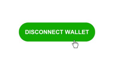 Beyaz Arkaplanda Yeşil DISCONNECT Cüzdanı Animasyon Tıkla ve Yükleme Çubuğuna Dönüştür Sonra Kene İşareti Tamamlama Çemberi