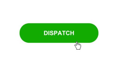 Beyaz Arkaplanda Yeşil DISPATCH Düğme Canlandırması Tıkla ve Yükleme Çubuğuna Dönüştür Sonra Tik İşareti Tamamlama Çemberi