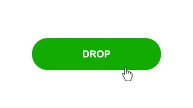 Beyaz Arkaplanda Yeşil DROP Düğme Canlandırması Tıkla ve Yükleme Çubuğuna Dönüştür