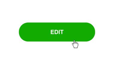 Beyaz Arkaplanda Yeşil EDIT Düğme Canlandırması Tıkla ve Yükleme Çubuğuna Döndür Sonra İşaretli Çember Tamamlama