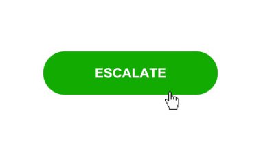 Beyaz Arkaplanda Yeşil ESCALATE Düğme Canlandırması Tıkla ve Yükleme Çubuğuna Dönüştür Sonra Tik İşareti Tamamlama Çemberi