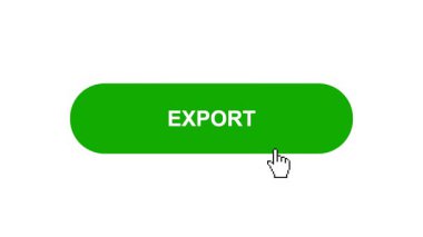 Beyaz Arkaplan Animasyonunda Yeşil ExPORT Tuşu Tıklama ve Yükleme Çubuğuna Döner Sonra İşaret Tamamlama Çemberi