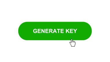 Beyaz Arkaplanda Yeşil GENERATE KEY Tuş Canlandırması Tıkla ve Yükleme Çubuğuna Döndür Sonra Tik İşareti Tamamlama Çemberi