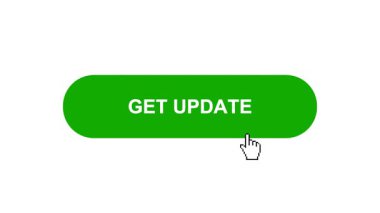 Beyaz Arkaplanda Yeşil UPDAT Uyarı Tuşu Canlandırması Tıkla ve Yükleme Çubuğuna Dönüştür Sonra Tik İşareti Tamamlama Çemberi