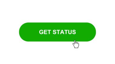 Beyaz Arkaplan Animasyonunda Yeşil Get STATUS Tuşu Tıkla ve Yükleme Çubuğuna Dönüştür Sonra İşaret Tamamlama Çemberi