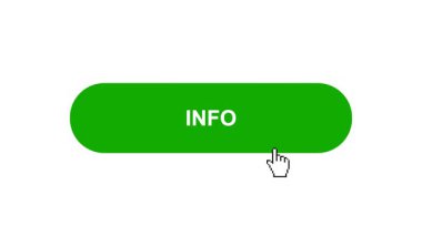 Beyaz Arkaplanda Yeşil INFO Tuşu Canlandırması Tıkla ve Yükleme Çubuğuna Döndür Sonra Tik İşareti Tamamlama Çemberi