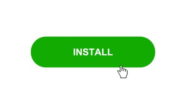 Beyaz Arkaplanda Yeşil INSTALL Tuş Canlandırması Tıkla ve Yükleme Çubuğuna Dönüştür