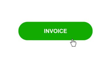 Beyaz Arkaplanda Yeşil INVOICE Düğme Canlandırması Tıkla ve Yükleme Çubuğuna Dönüştür