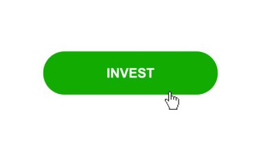 Beyaz Arkaplanda Yeşil INVEST Tuş Canlandırması Tıkla ve Yükleme Çubuğuna Döndür Sonra İşaretle Tamamlama Çemberi