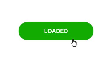 Beyaz Arkaplanda Yeşil Yüklü Düğme Canlandırması Tıkla ve Yükleme Çubuğuna Döndür Sonra İşaretli İşaretle Çember Yap