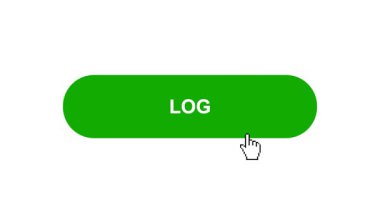 Beyaz Arkaplanda Yeşil LOG Düğme Canlandırması Tıkla ve Yükleme Çubuğuna Dönüştür Sonra İşaret Tamamlama Çemberi
