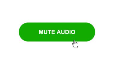 Beyaz Arkaplanda Yeşil MUTE AUDIO Tuşu Canlandırması Tıklayıp Yükleme Çubuğuna Dönüyor Sonra Tik İşaretli Tamamlama Çemberi