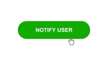 Beyaz Arkaplanda Yeşil Bildirim Tuşu Animasyonu Tıkla ve Yükleme Çubuğuna Dönüştür Sonra İşaretle Tamamlama Çemberi