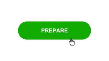 Beyaz Arkaplanda Yeşil PrePARE Düğme Canlandırması Tıkla ve Yükleme Çubuğuna Döndür Sonra Tik İşareti Tamamlama Çemberi