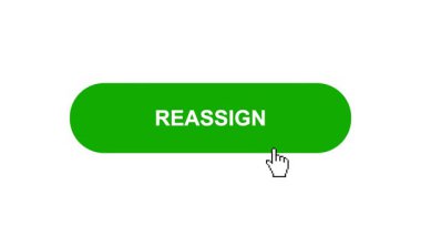 Beyaz Arkaplanda Yeşil REASSIGN Tuş Canlandırması Tıkla ve Yükleme Çubuğuna Dönüştür Sonra Tik İşareti Tamamlama Çemberi