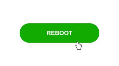 Beyaz Arkaplan Animasyonunda Yeşil REBOT Tuşu Tıkla ve Yükleme Çubuğuna Dönüştür Sonra İşaret Tamamlama Çemberi