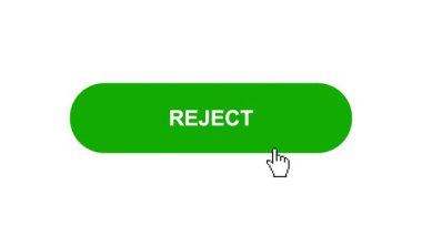 Beyaz Arkaplanda Yeşil REJECT Tuşu Canlandırması Tıkla ve Yükleme Çubuğuna Döndür Sonra İşaretle Tamamlama Çemberi