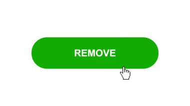 Beyaz Arkaplan Animasyonunda Yeşil REMOVE Tuşu Tıklama ve Yükleme Çubuğuna Döner Sonra İşaret Tamamlama Çemberi