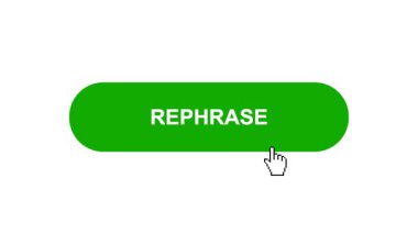 Beyaz Arkaplanda Yeşil REPHRASE Tuş Canlandırması Tıkla ve Yükleme Çubuğuna Dönüştür Sonra Tik İşaretli Tamamlama Çemberi