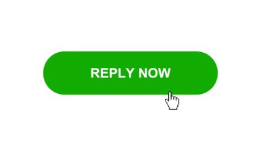 Beyaz Arkaplanda Yeşil REPLY Şimdi Tuş Canlandırması Tıkla ve Yükleme Çubuğuna Döndür Sonra İşaretle İşaretleme Tamamlama Çemberi