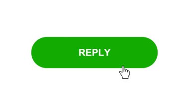 Beyaz Arkaplanda Yeşil REPLY Tuş Canlandırması Tıkla ve Yükleme Çubuğuna Dönüştür