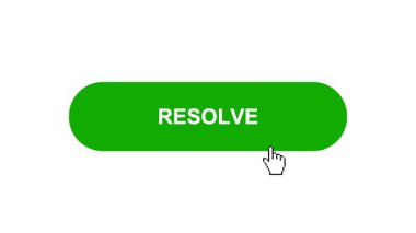 Beyaz Arkaplanda Yeşil RESOLVE Tuş Canlandırması Tıkla ve Yükleme Çubuğuna Dönüştür Sonra Tik İşareti Tamamlama Çemberi