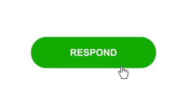 Beyaz Arkaplan Animasyonunda Yeşil RESPOND Tuşu Tıklama ve Yükleme Çubuğuna Döner Sonra İşaret Tamamlama Çemberi