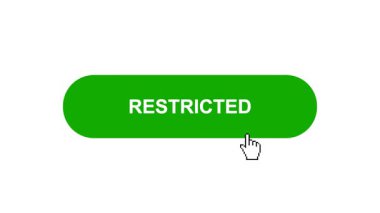 Beyaz Arkaplanda Yeşil RESTRICTED Tuş Canlandırması Tıkla ve Yükleme Çubuğuna Dönüştür Sonra Tik İşaretli Tamamlama Çemberi